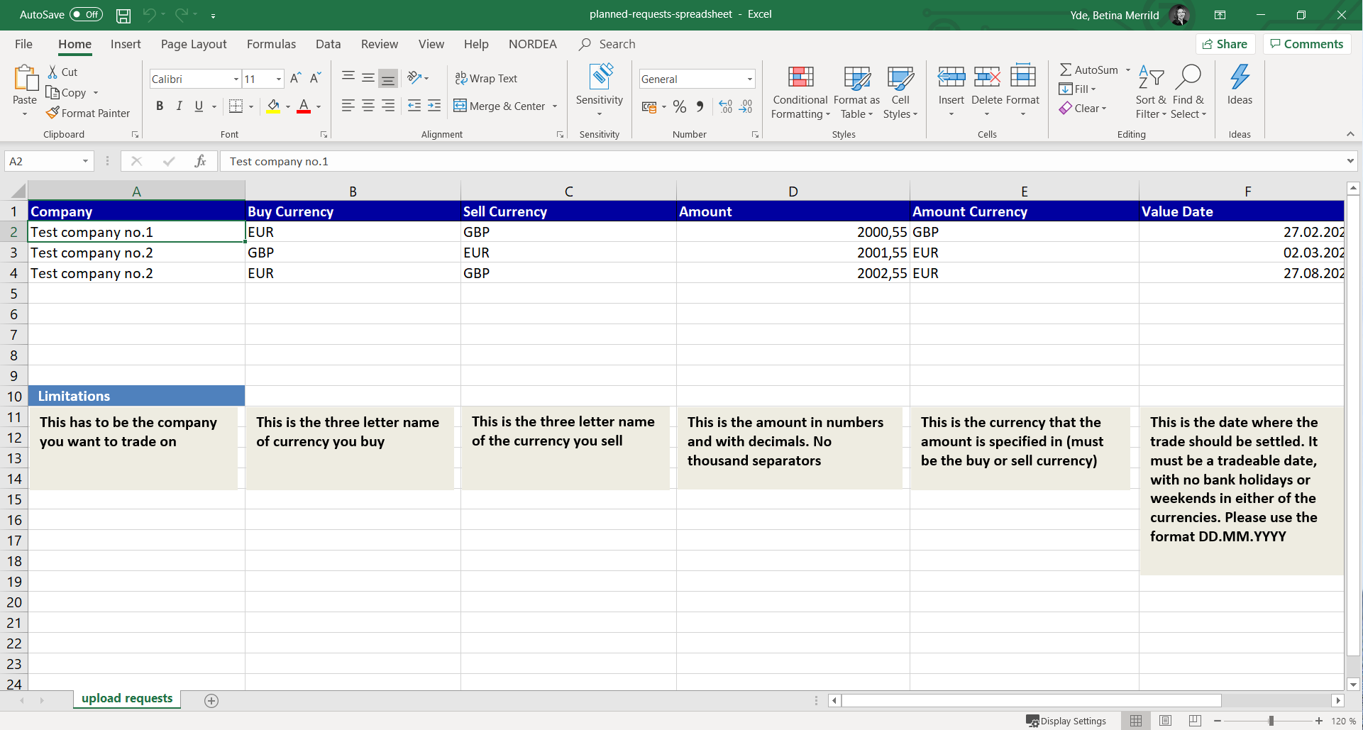 Excel template with multiple trades
