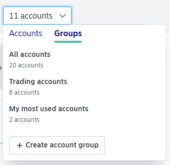 Account groups drop down menu
