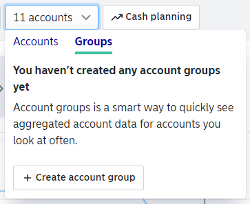 Create account group button under groups tab
