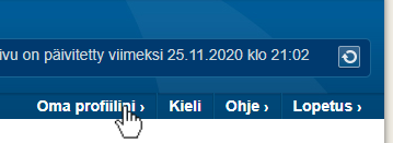 Yläpalkki profiilini kanssa leijui
