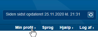Øverste bar med Min profil svævet
