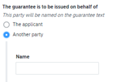 garantee input with another party option selected